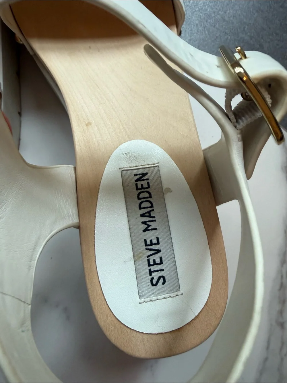 Steve Madden White Platform Sandals with Gold Studs